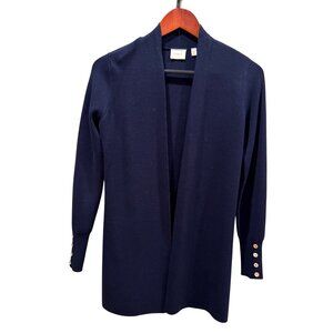 Cyrus Open-Front Long Cardigan – XS – Navy Blue